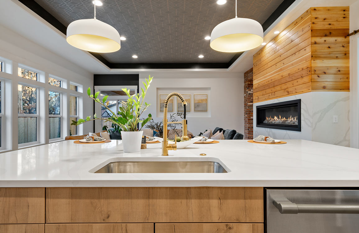 Kitchen With Fireplace