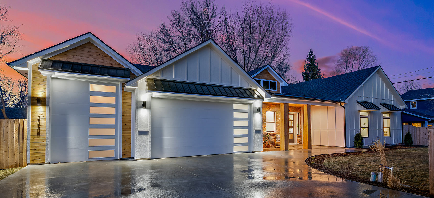 Modern Home At Night After Rainfall