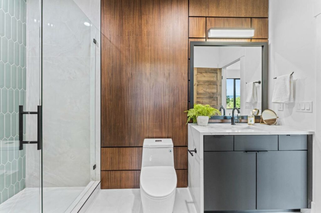 Wood And Glass Bathroom
